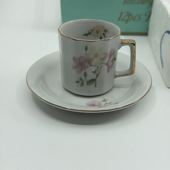 Yau Shing 1946 Porcelain Cup & Saucer Tea Coffee Set 12 Pieces New Espresso - Picture 3 of 5